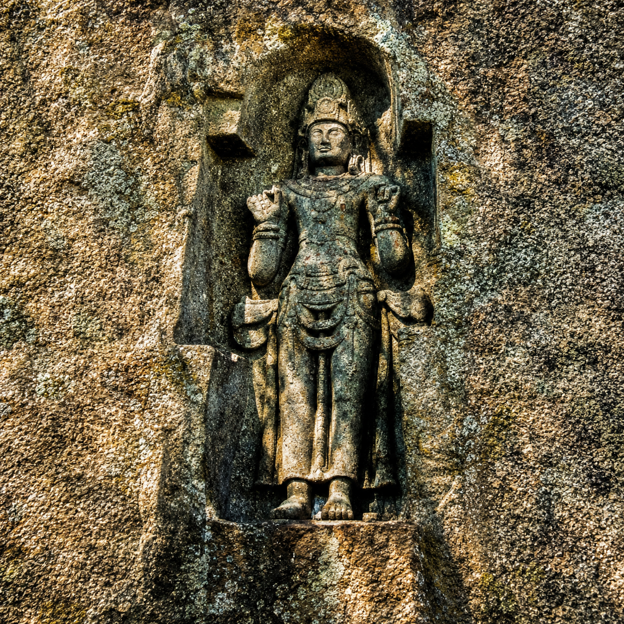 Rock-carved Avalokiteshvara figure at Kushtarajagala, Weligama